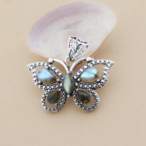 Pendentif en pierre de labradorite, bijoux faits main en argent plaqué, pendentif spectaculaire à reflets bleus - Product Image 3