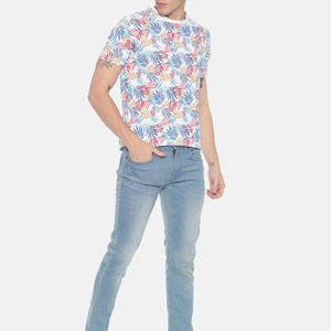 เสื้อยืดคอกลมแขนสั้นพิมพ์ลายดอกไม้สำหรับผู้ชาย ทรงเข้ารูป สไตล์ลำลอง ผ้าคอตตอนเจอร์ซีย์ เสื้อยืดผู้ชาย เสื้อยืดชาย เสื้อยืดสั่งทำพิเศษสำหรับผู้ชาย - Product Image 1