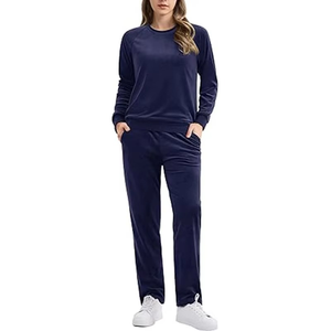 Conjunto Deportivo de Invierno para Mujer, 2 Piezas, Terciopelo, con Sudadera de Manga Larga y Pantalones Jogger con Cordón Ajustable - Product Image 2