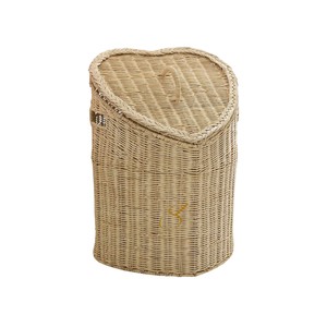 Heart Rattan Storage <b>Basket</b> with Lid Open Weave Toy Organizer Bin Girls Cute Nursery <b>Wicker</b> Laundry Hamper <b>Handles</b> - Product Image 2