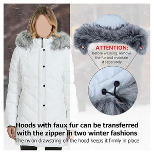 เสื้อแจ็คเก็ตพาร์ก้าผู้หญิงแบบมีฮู้ดสำหรับฤดูหนาว  บุหนา อุ่นสบาย มีกระเป๋า  เสื้อโค้ทกันหนาวทันสมัย - Product Image 5