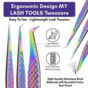 lash extension tweezers fiber tip eyelash tweezers 45-degree pro lash isolation <b>tool</b> with Stainless Steel Grafting Volume <b>Tool</b> - Product Image 6