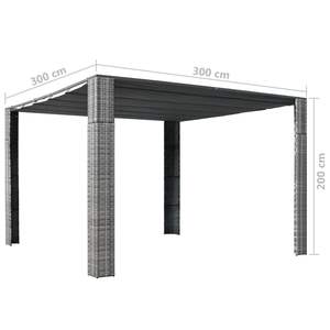 Gazebo de Ratán PE en Antracita y Gris con Acero con Recubrimiento en Polvo y Toldo de Poliéster y Pérgola - Product Image 4