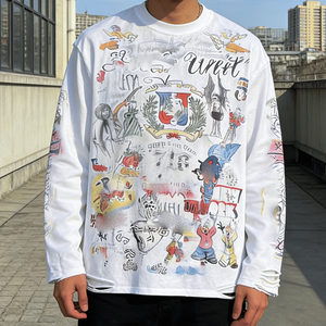 Camisetas Personalizadas de Algodón Grueso, Camiseta de Manga Larga para Hombre, Impresión Gráfica Completa en Pantalla, Impresión DTG, Camisetas de Manga Larga para Hombre - Product Image 2
