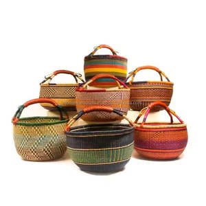 Cesta Bolga de algas marinas hecha a mano sostenible, organizador de almacenamiento personalizable multifuncional decorativo circular, Vietnam - Product Image 4