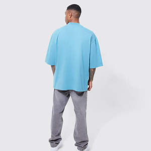 Nueva Camiseta de Algodón Grueso con Cuello Redondo, Estilo Urbano, Oversize, Lavado Ácido Vintage, Transpirable, para Hombre, Venta al Por Mayor - Product Image 4