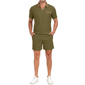 Conjunto Deportivo Informal para Hombre, Ropa de Verano, Camisetas y Pantalones Cortos, Trajes para Correr y Trotar, Diseño y Logotipo Personalizados, Camiseta con Cuello Alto y Pantalones Cortos - Product Image 6