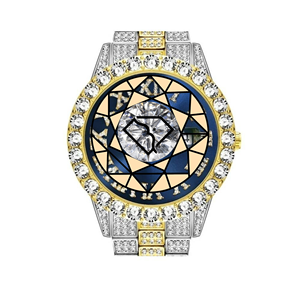 Reloj de Lujo para Hombre, Estilo Hip Hop, con Incrustaciones de Moissanita, Cuarzo, Acero Inoxidable, Esfera de 46 mm, Visualización de Números Romanos - Product Image 1