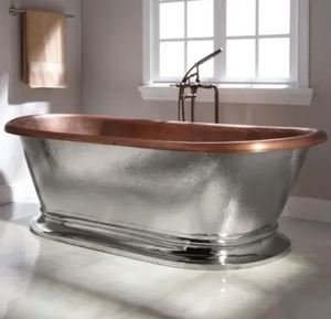Baignoire autoportante en cuivre sur mesure, finition mate, baignoire de luxe en métal pour salle de bain - Product Image 6