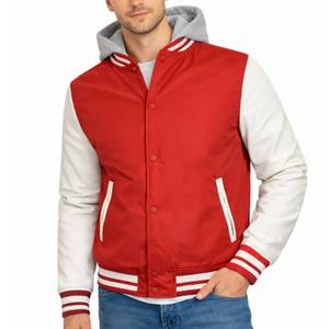 Veste varsity à capuche pour homme, streetwear d'hiver, coupe-vent, épaisse, couleur unie, fermeture à boutons recouverts, capuche amovible, 100% polyester - Product Image 4