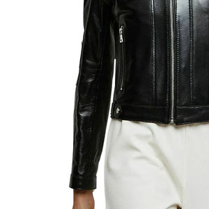 2026 High Quality Women’s Slim Fit Leather Biker Jacket Cropped Zipper Coat Fashionable Outerwear Trendy Design - Product Image 5