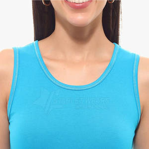 Camisetas sin mangas transpirables informales para gimnasio de mujer, de algodón y poliéster, con logo frontal, en stock. - Product Image 6