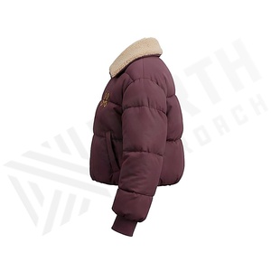 Hooded Quilted Waterproof <b>Bubble</b> Jacket Black Full Sleeve Winter Windproof Cotton Shell Knitted Fabric Polyester Filling Stand - Product Image 3