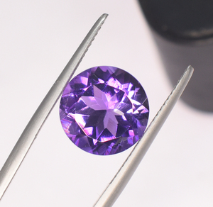 Ametyste naturelle ronde taille brillant 12 mm, pierre précieuse lâche pour la fabrication de bijoux - Product Image 1