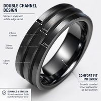 Großhandel 8mm Schwarzer Wolframcarbid-Ringrohling mit Doppelrille für DIY-Einlage Ehering Schmuck
