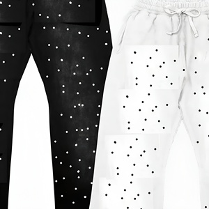 Streetwear Patchwork Pants <b>Men</b> Custom Embroidery Logo Vintage <b>Wide</b> <b>Leg</b> Sweatpants Casual Jogger <b>Trousers</b> Wholesale - Product Image 3