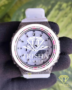 White Luxury <b>Wristwatch</b> Featuring Brilliant Moissanite Diamonds and Premium 925 Sterling Silver Craftsmanship - Product Image 4