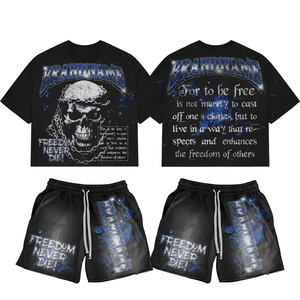 Women Premium Cotton Graphic T <b>Shirt</b> and Shorts Set White Red <b>Flame</b> Print Screen Print Custom Logo 100% Cotton T <b>shirt</b> & Shorts - Product Image 3