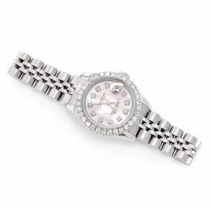 Montre de luxe en moissanite glacée avec cadran rose, en acier inoxydable, automatique, mécanique, style hip-hop, avec date - Product Image 2
