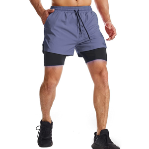 Pantalones Cortos Deportivos Morados para Hombre con Bolsillos, Secado Rápido, Cintura Elástica con Cordón, Tejido de Poliéster - Product Image 3