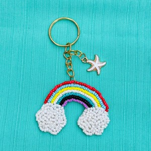 Handmade Beaded Keychain Rainbow Dog Charm Cute Bag Pendant Fashion <b>Key</b> <b>Ring</b> Gift Custom Logo Wholesale Supplier - Product Image 1
