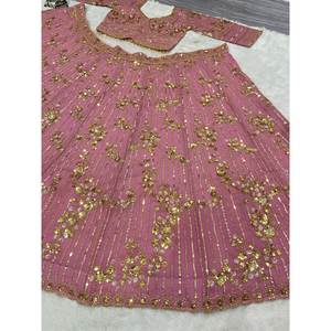 Heera Creation hermoso hilo bordado Rosa 2XL Lehenga Choli elegante vestido de fiesta vestido de noche - Product Image 6