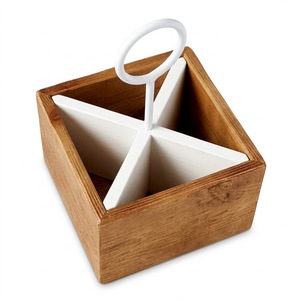 Contemporary Wooden <b>Dining</b> Accessory Organizer with Functional Multi Section Layout - Product Image 1