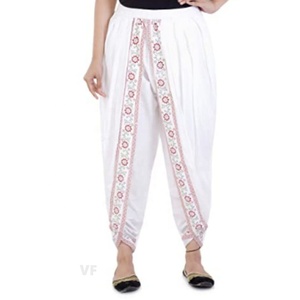 Women Readymade Stitched Cotton/Rayon Solid Full Length Lace Loose Fit Plain <b>Dhoti</b> Pant/<b>Salwar</b>/ Pack - Product Image 2