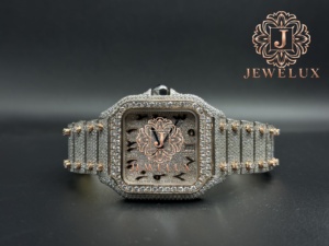 Montre de luxe pour homme en acier inoxydable avec moissanite, style hip-hop, personnalisable avec logo de marque, vente en gros - Product Image 1