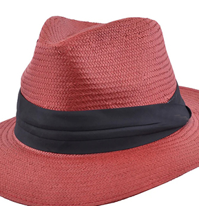 Unisex White Straw Fedora <b>Hat</b> with Black Ribbon <b>Band</b> Wide Brim Casual Beach Summer Hand Embroidery Adjustable Adult - Product Image 4