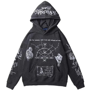 Vente en gros de sweats à capuche thermiques pour hommes 100% coton, impression d'écran, logo personnalisé, sweat à capuche à enfiler, OEM, marque privée - Product Image 1
