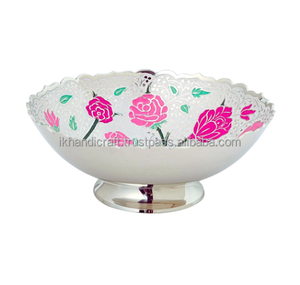 Bol sur pied en laiton moderne personnalisé, artisanat en métal émaillé, élégant, abstrait, panier à fruits, entrée, noix, cadeau de pendaison de crémaillère - Product Image 5