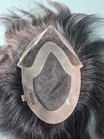 Perruque Toupet Homme en Cheveux Naturels Indiens Remy Taz Hair Bangladesh, Ondulation Profonde, Trame Simple, 50% Gris