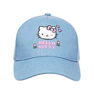 Gorra de Béisbol Kitty Denim Unisex, 100% Algodón, Ajustable, Panel Frontal Azul Claro, Diseño de 6 Paneles, Estilo Casual - Product Image 1