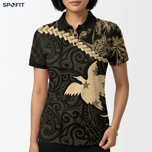 SPOFIT Men's Black Gold Tropical <b>Paisley</b> Print Short Sleeve Polo <b>Shirt</b> Casual Breathable Woven Design - Product Image 3