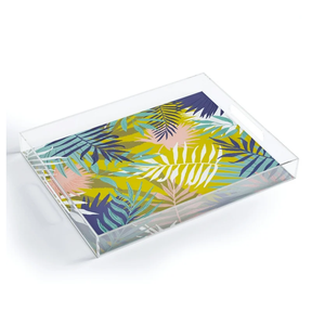 Luxury Floral Printed Acrylic Serving Storage Tray For Serving Beverages Snack Breakfast Chic Organizer Platter For <b>Coffee</b> <b>Table</b> - Product Image 6