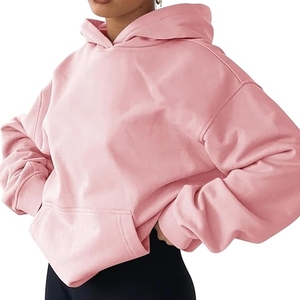 Sudadera Oversize Rosa de Cuello Alto para Mujer con Bolsillos, Hombros Caídos, Tejido de Algodón, Estilo Otoñal - Product Image 4