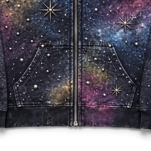 Unisex Solid Rhinestone Embellished <b>Full</b> <b>Zip</b> Fleece Oversized Winter <b>Sweatshirt</b> with Hood Custom Fashion Streetwear - Product Image 5