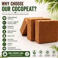 Bloc de tourbe de coco à haute expansion et faible teneur en EC, 5 kg, substrat de culture hors sol pour la couche de substrat et la germination des champignons