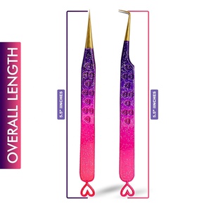 Ensemble de pinces à cils pour extensions de cils, pinces à cils en fibre pour volume avec pointes courbées et angulées de précision, professionnelles - Product Image 4