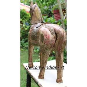 Sculpture de cheval antique sculptée à la main peinte modèle 1 - Product Image 4