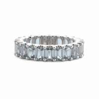 Groothandel 5x3mm Emerald Cut Lab Grown Alexandrite 14K massief witgouden ring Luxe kleurveranderende volle eternity edelsteen trouwring