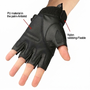 Guantes de Gimnasio de Medio Dedo de Cuero con Cierre de Gancho y Bucle, Unisex, para Entrenamiento de Verano - Product Image 2