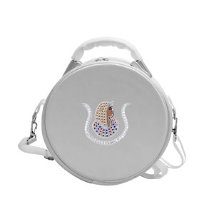 White Daughters of Isis emblem Hand Embroidery SILVER Cap <b>Case</b> With Strap - Product Image 1