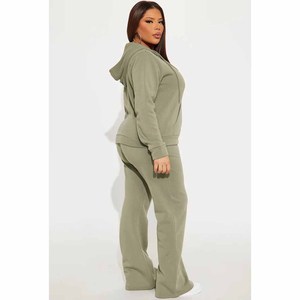 Green Winter Printed Hoodie & Jogger <b>Set</b> Drawstring Waist Ribbed Cuffs Fleece Fabric Relaxed Streetwear Style Everyday Comfort - Product Image 3