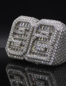 Luxury Moissanite Cocktail Ring 925 Silver Baguette Cut Pave Setting <b>Number</b> Design Unisex Party Jewelry - Product Image 5