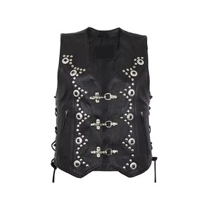 Breathable Leather Vest For Men's Sleeveless Stand Collar Signal <b>Button</b> Pockets Winter Wear Windproof Outer Wear Leather Vest - Product Image 1