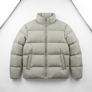 Chaqueta Acolchada Verde Oliva al por Mayor con Capucha, Cremallera Completa, Manga Larga, Abrigo de Invierno de Color Sólido con Relleno de Poliéster para Hombre - Product Image 1