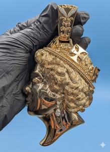 Colgante Reina Isabel con Moissanita VVS, estilo Iced Out, Hip Hop, de Plata 925 Bañada en Oro, que pasa la prueba del detector. - Product Image 6