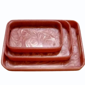 Plateau de service rond en résine fait main, style américain, poli, écologique, couleur personnalisable pour fêtes, hôtels et usage domestique – Meilleure vente - Product Image 6